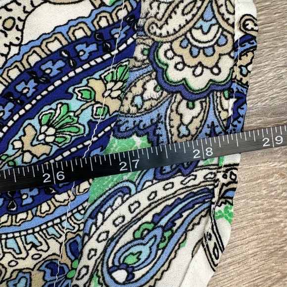 GUC Zac & Rachel Womens Sz XL Blue and Mint Green with Lace Paisley Blouse - Picture 6 of 7